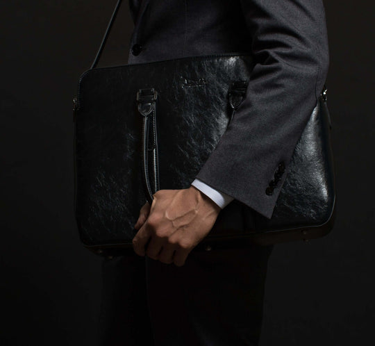 Large Classic Men's Vegan Briefcase 3